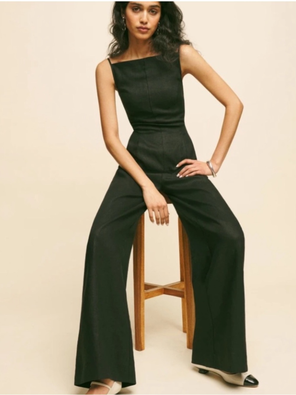 Reformation Ciara Linen Jumpsuit Black Size 6